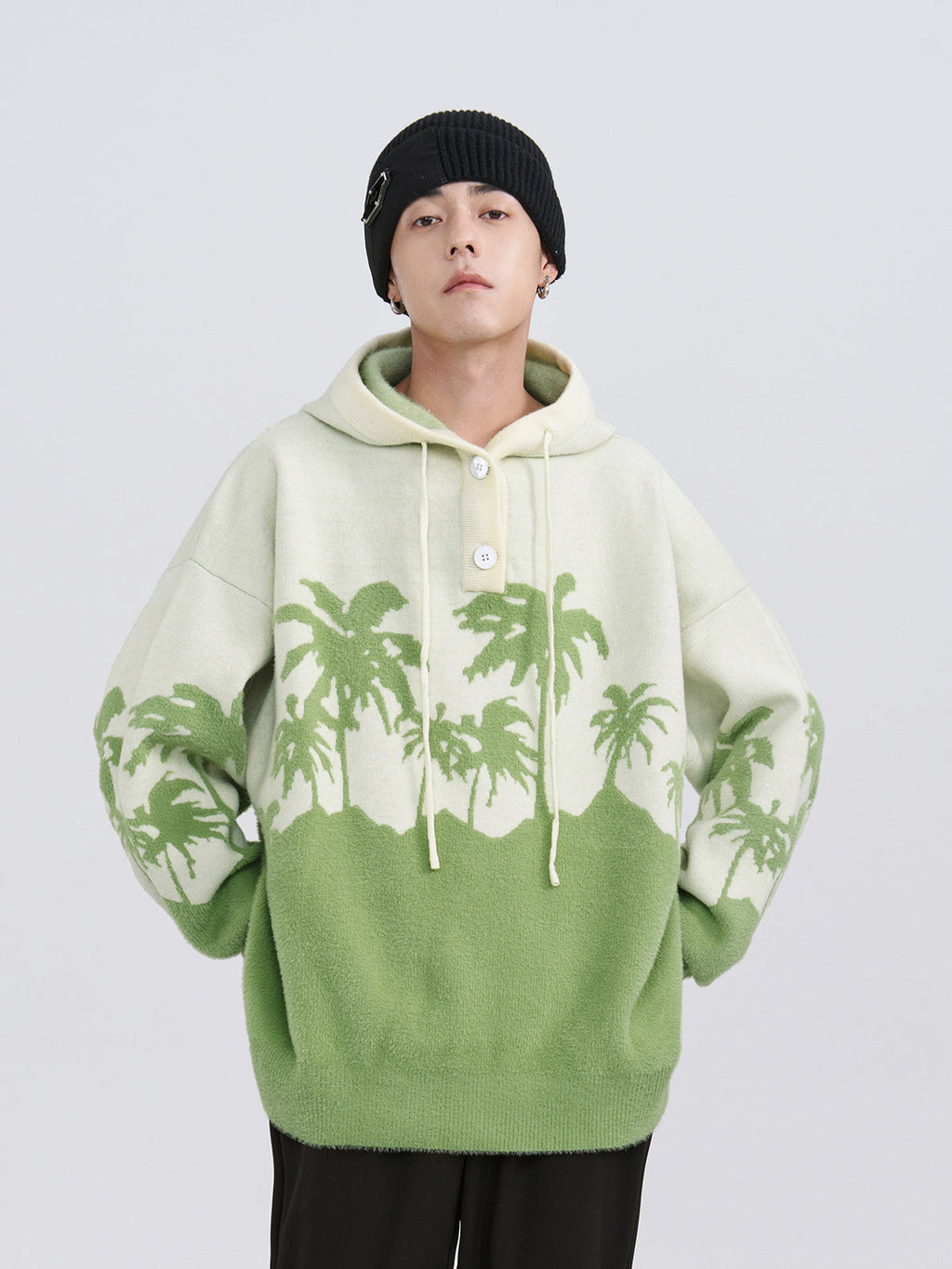 PCLP "King Palm" Knit Hoodie by Jobatua.com