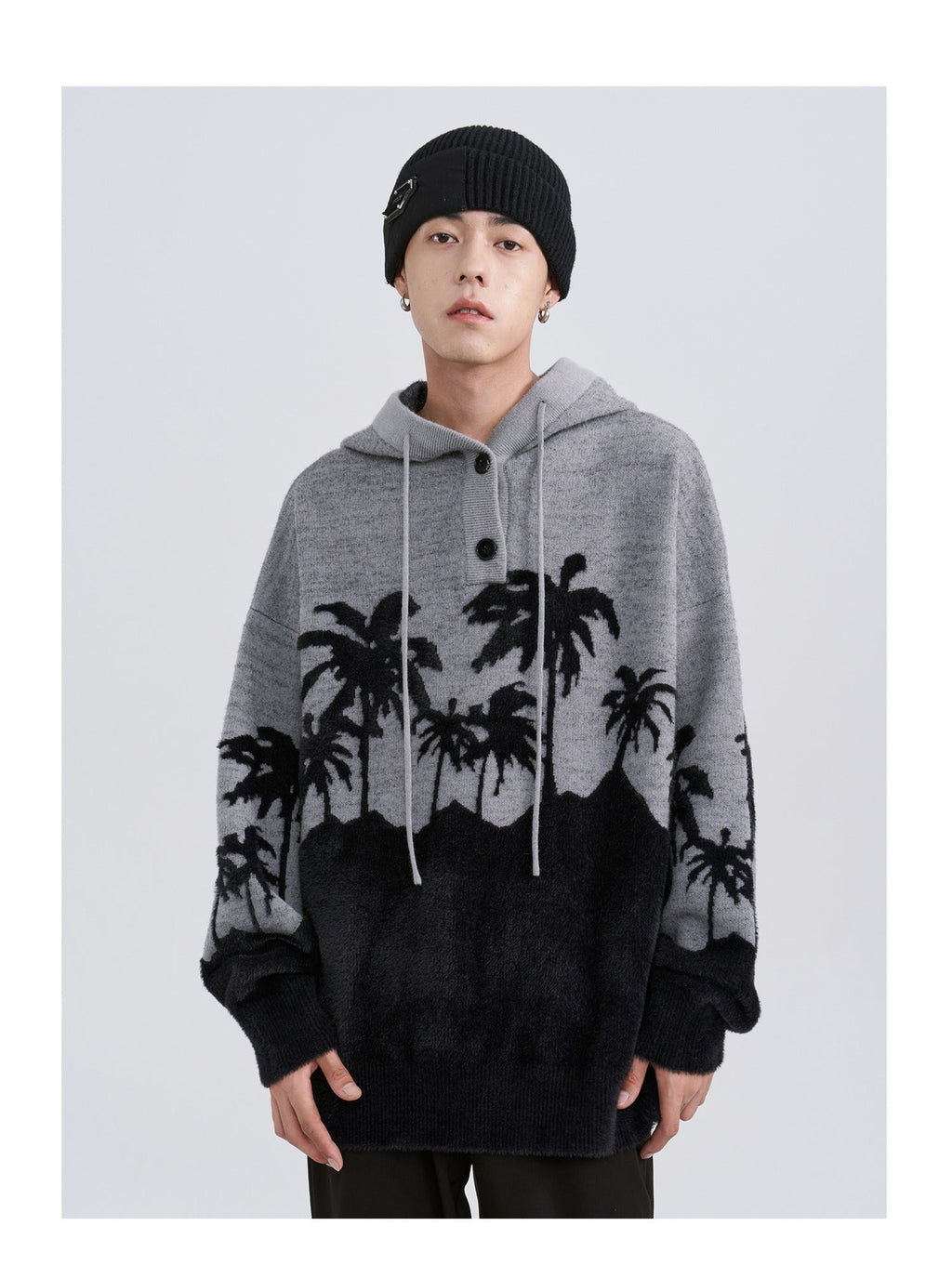 PCLP "King Palm" Knit Hoodie by Jobatua.com